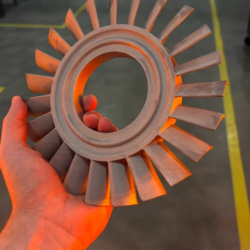 Thin-bladed cast impeller ring, a Digital Metal demo part